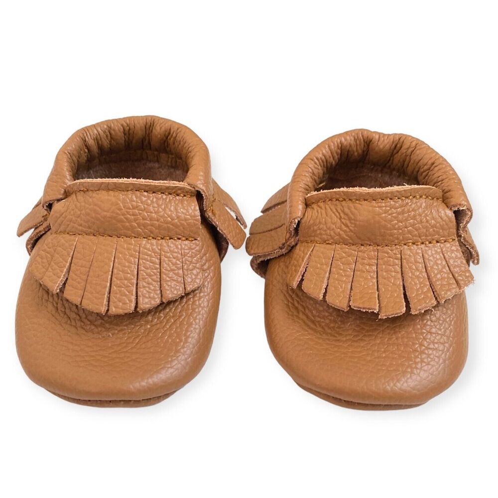BIRD ROCK BABY Brown Leather Moccasins Infant Size 2 US w. Bag Unisex Shoes NEW - Picture 6 of 9